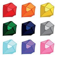 Hand drawn crystals set. Geometric gems diamonds vector illustrations collection. Colorful shard of glass. For geology, jewelry store, decoration, game, web.