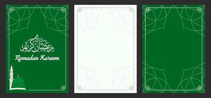 Ramadan Kareem Greeting Card with Three Pages, Front, Content and Back vector