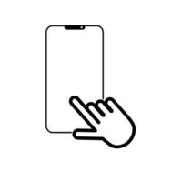 Hand touch screen smartphone icon. Click on the smartphone. Vector icon