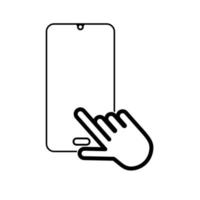 Hand touch screen smartphone icon. Click on the smartphone. Vector icon