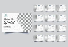 2022 Desk Calendar Design template, 12 months ready print vector