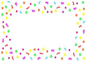 Celebration colorful confetti rectangle frame border isolated vector