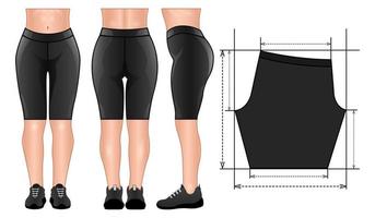 Short leggings pants mockup pattern realistic isolated white background vector