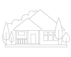 Easy Simple house Coloring page. modern House line art design. line art vector