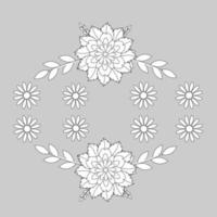 Outline Black And White Flowers vector