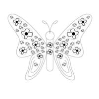 contorno mariposa blanco y negro vector