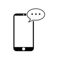 icono de vector de notificaciones de mensaje de chat de teléfono móvil estilo de contorno de línea aislada, pictograma de discursos de burbujas de chat de teléfono inteligente, concepto de conversación en línea, hablar mensajes, conversación, símbolo de diálogo