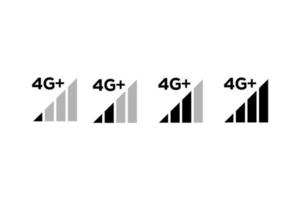 conjunto de indicadores de intensidad de la señal, icono de estado de la barra del teléfono móvil. sin símbolo de señal, señal de nivel de conexión de red 4g y 5g aislada en blanco. ilustración vectorial para web, aplicación, interfaz de diseño. vector