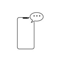 Mobile phone with speech bubble vector, Social media line design icon vector