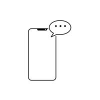 Mobile phone with speech bubble vector, Social media line design icon vector