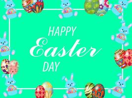 Flat easter background with egg and bunny vector