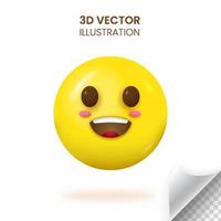 3D smiling face emoji vector illustration