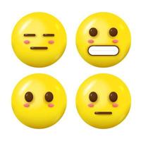 collection of 3D expressionless face emoji vector