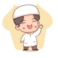 Cute Moslem boy cartoon character vector