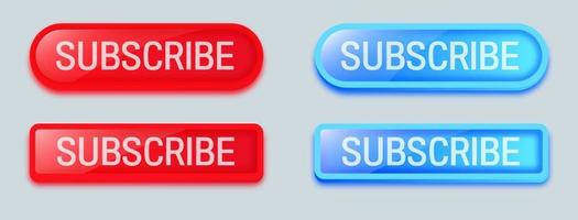 Subscribe buttons vector illustration set. Colorful gradients subscribe buttons.