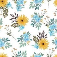 Watercolor petal floral pattern seamless background vector