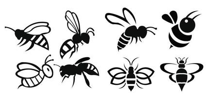 logotipo de conjunto de silueta animal de abeja vector