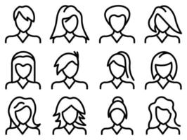 conjunto de iconos de avatar de personas, icono plano vectorial como mujer vector