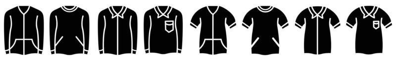Clothing line icon set, Simple outline signs for fashion dress application. vector