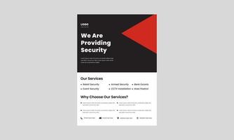 plantilla de diseño de volante de servicio de seguridad. diseño de carteles del servicio de seguridad privada. cartel de soluciones de servicios de seguridad, diseño de volante. vector