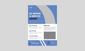 Air Conditioner Repair Service flyer template. Ac Repair Service flyer poster leaflet design. cover, A4 size, flyer, brochure design, poster, print-ready vector