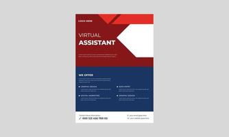 Virtual assistant service flyer template, Artificial intelligence in science and business, smart machine concept flyer template, vector