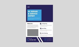 Air Conditioner Repair Service flyer template. Ac Repair Service flyer poster leaflet design. cover, A4 size, flyer, brochure design, poster, print-ready vector