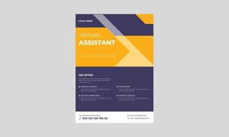 Virtual assistant service flyer template, Artificial intelligence in science and business, smart machine concept flyer template, vector