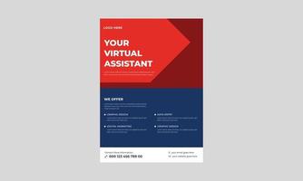 Virtual assistant service flyer template, Artificial intelligence in science and business, smart machine concept flyer template, vector