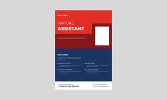 Virtual assistant service flyer template, Artificial intelligence in science and business, smart machine concept flyer template, vector