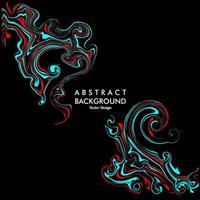 Black background with abstract fluid in red and light blue colors. Vector illustration