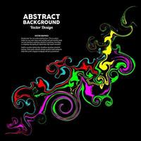 Colorful blended liquid paint art on a black background suitable for banner designs, posters, business cards etc. Vector illustration