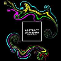 Abstract liquid art with multiple colors on black background. Vector illustration
