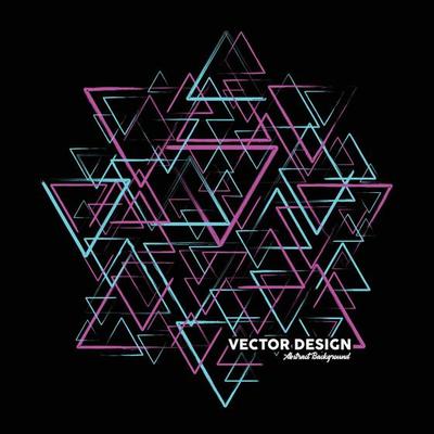 Modern style abstract background made of triangular shapes in pink and blue colors. Vector illustration.