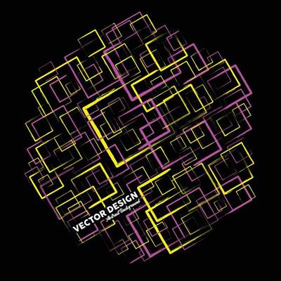 Modern abstract background in yellow and pink made of random grid line shapes. Vector illustration.