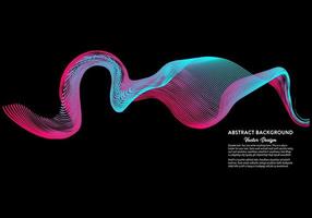 Abstract shiny line wave on black background. Vector illustration