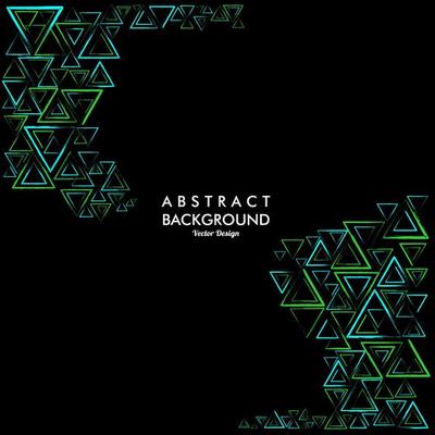 Abstract background with random triangular lines in green and light blue colors. Vector illustrations