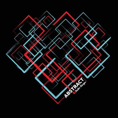 Abstract background in red and blue colors made of random squares. Vector illustration.