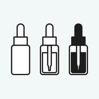 Dropper essence serum or essential oil bottle with pipette thin line icon. Health and Medical collection vector illustration. Beauty concept