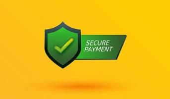 secure payment icon on yellow backround. Money protection online shopping sign or symbol design for mobile banking applications and website concept 3d vector illustration style