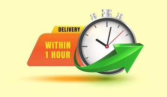 1 Hour express delivery arrow icon illustration vector