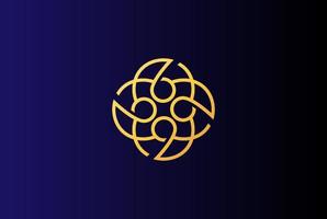 Elegant Luxury Golden Flower Monogram Line Logo Design Vector