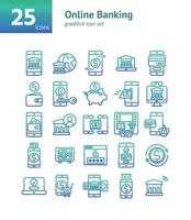 Online Banking gradient icon set. vector