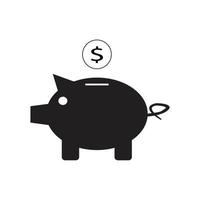 Piggy bank icon vector for computer, web and mobile apps in flat style, white background