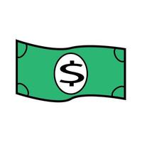 signo de dólar vectorial, icono de dinero de un dólar, símbolo de billete de dólar vector