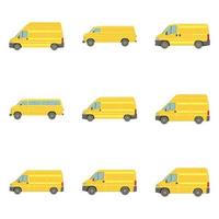 Set of 9 realistic trucks on a white background - Vector