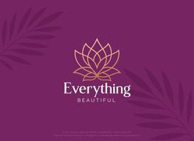 linear lotus flower beauty spa logo design vector