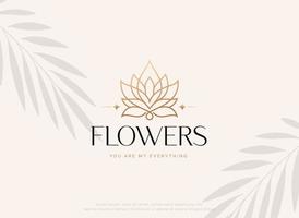 linear lotus flower beauty spa logo design vector