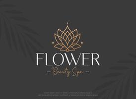 linear lotus flower beauty spa logo design vector