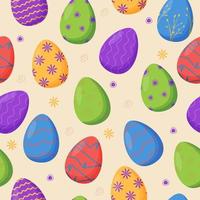 coloridos huevos de pascua decorados de patrones sin fisuras. vacaciones de primavera. felices huevos de pascua. celebración de temporada. vector